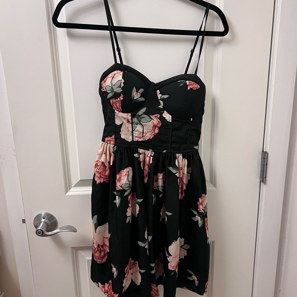 Band of Gypsies Black Dress with Pink Floral Pattern